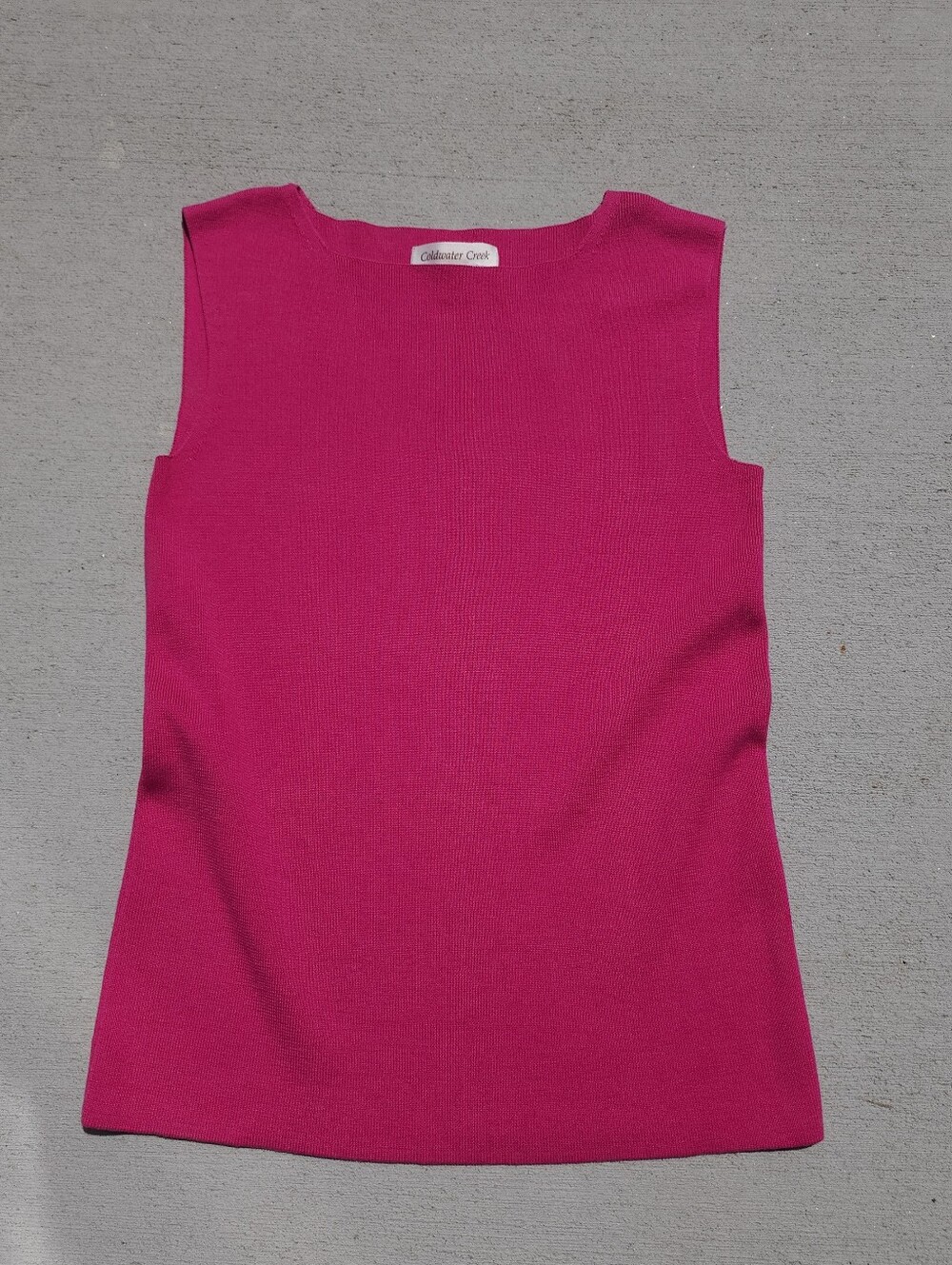 Coldwater Creek Bright Fuchsia Ribbed Sleeveless Tank Silk & Cotton Size XS